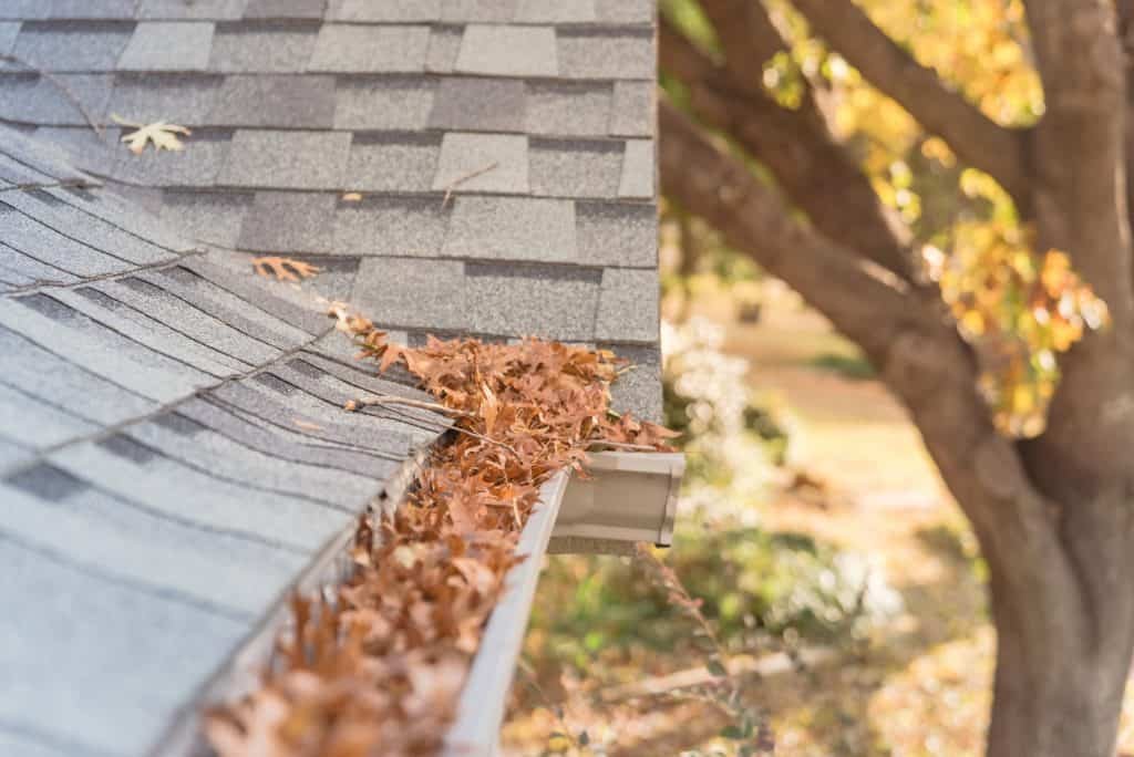 home with clogged gutters that need to be blown out